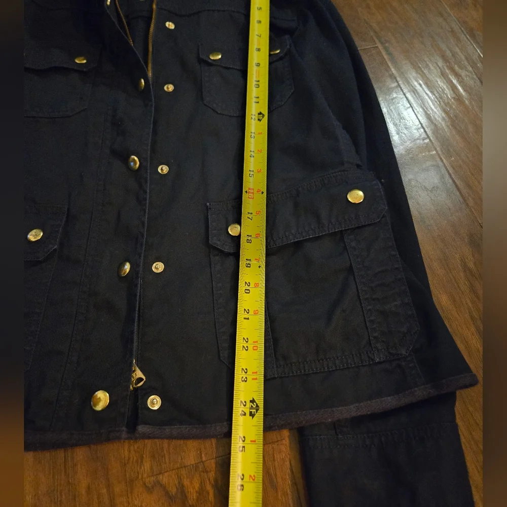 J. Crew Relaxed Boyfriend Utility Jacket Dark Blue Cotton With Gold Snaps Medium - Picture 10 of 11